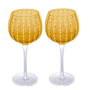 Imagem de Jogo 2 Taças Para Vinho De Vidro Orquídea âmbar 450ml Wolff