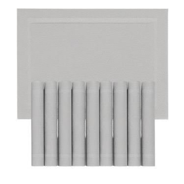 Imagem de Jogo 10 Lugar Americano Retangular Mesa Pvc Cinza Claro Executivo 30x45cm Em Casa Tem