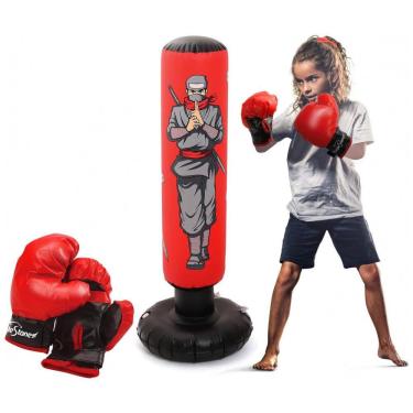Imagem de EagleStone Saco de Pancadas Inflável para Crianças 120cm com Luvas de Boxe - Treinamento e Diversão