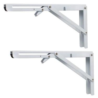 Imagem de Kit 2 Suportes Cantoneira Mão Francesa Dobrável Retrátil Reforçada 25c