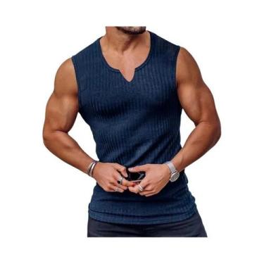 Imagem de Camiseta Regata Masculina Com Decote Em V E Listras Para Treino De Fit