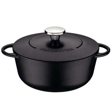 Imagem de Caçarola Tramontina Trento 24cm 4L Ferro Fundido Esmaltado  Rev. Int Ant Starflon Excel...