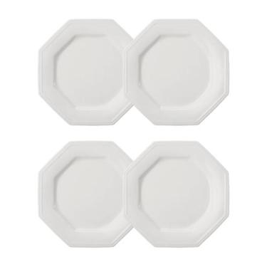 Imagem de Jogo 4 Pratos Rasos Prisma Brancos 28 cm Porcelana Schmidt