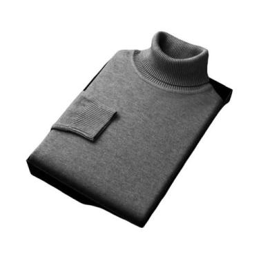 Imagem de Suéter Masculino De Tricô Gola Alta Quente Manga Longa Respirável Pulô