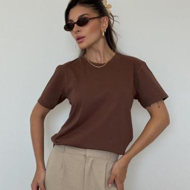 Imagem de Camiseta Feminina Marrom Escuro Personalizada - Cianitas, Marrom, G2