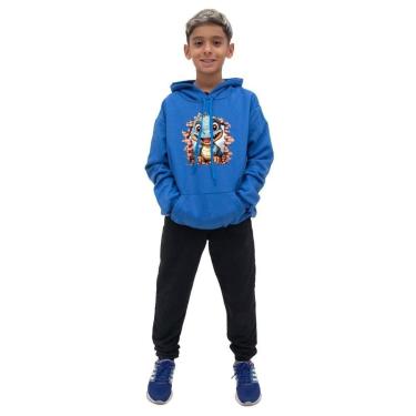 Imagem de Conjunto de Moletom Canguru Infantil Menino Estampa de Dinossauro Com Calça Alta Qualid...