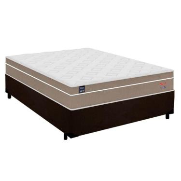 Imagem de Cama Box Casal Suede + Colchão Lis Molas Ensacadas Plumatex 138cm Marrom