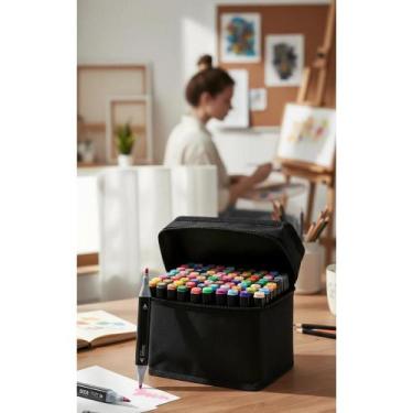 Imagem de 2x Kit 120 Cores Canetas Marcador Permanente Ponta Dupla par - Congrat