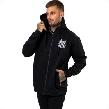 Imagem de Moletom Santos Canguru Ziper Escudo Bordado com Capuz - Surf Center, G