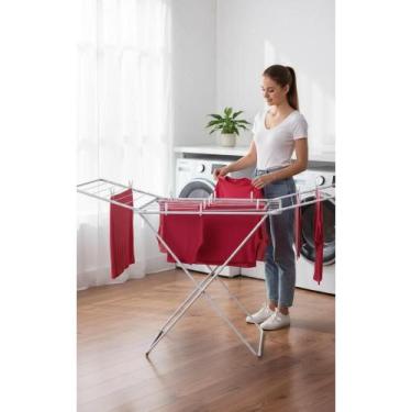 Imagem de Varal Chão Retrátil Dobrável Alumínio Grande Branco - Congratulations 