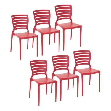 Imagem de Conjunto 6 Cadeiras Sofia em Polipropileno e Fibra de Vidro Vermelha Tramontina