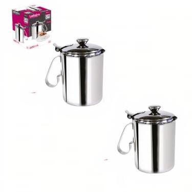 Imagem de kit 2 Jarra Para Água Suco Leite Inox Leiteira Com Tampa 750ml - Wellm