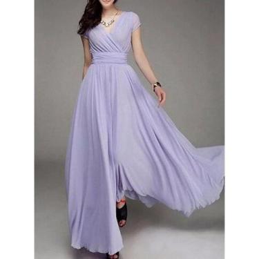 Imagem de Vestido De Praia Boho Sexy Para Mulheres, Manga Curta, Decote Em V Pro