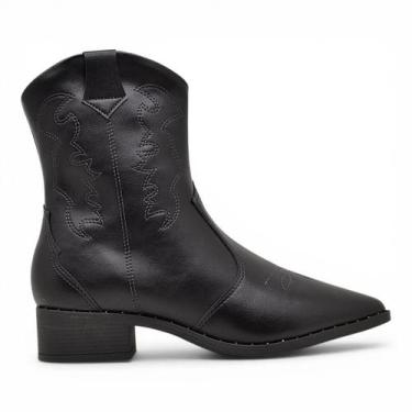 Imagem de Bota Beira Rio Western Cano Curto Feminina Texana -, 37, Preto