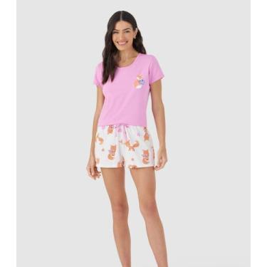 Imagem de Pijama Curto Feminino Mensageira Da Paz Rosa, P, Rosa
