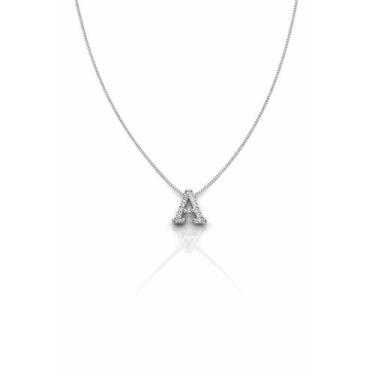 Imagem de Colar Letra A Cravejado Zirconia Feminino Banhado a Prata 925 - WORK S