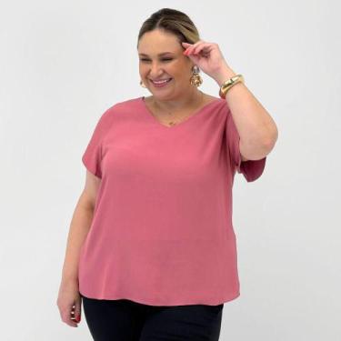 Imagem de Blusa Alpelo Plus Size Básica Manga Curta Feminina, 48, Viena