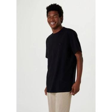 Imagem de Camiseta Básica Masculina Com Bordado  Preto Hering, P