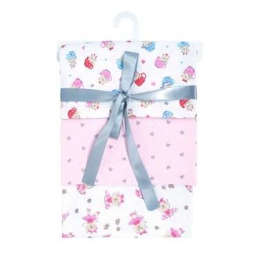 Imagem de Cueiro estampado 1,00m x 80cm cabide com 03 unidades - Bublim