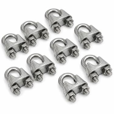 Imagem de Kit 10 grampo clips para cabo de aço 1/8 - DIVERSAS