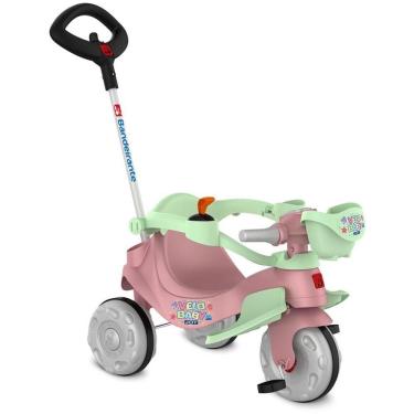 Imagem de Triciclo Velobaby Joy Passeio e Pedal com Haste Direcionável Assento Ergonômico Rosa