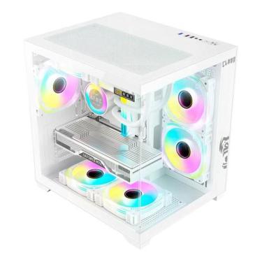 Imagem de Gabinete Gamer Clanm Snow Grodd Mid Tower RGB Branco Vidro