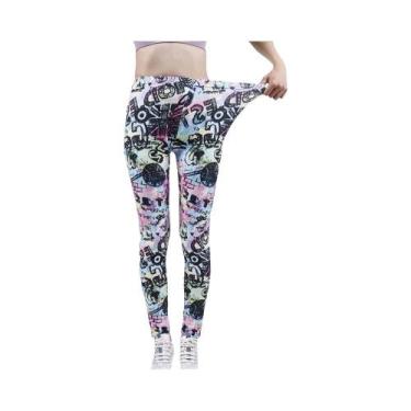 Imagem de Leggings Femininas Com Estampa Floral De Cintura Alta, Jeggings Elásti