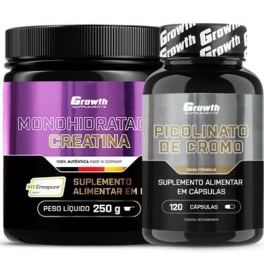 Imagem de Kit Creatina Pura 250g Creapure + Cromo 120 Caps Growth