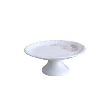 Imagem de Prato para bolo com pé em porcelana Schmidt Pomedore eterna 27x10cm