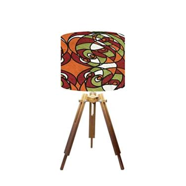 Imagem de Abajur Mesa Tripé Madeira 60cm Cores Estampadas -Md1001 Cúpula Ø30