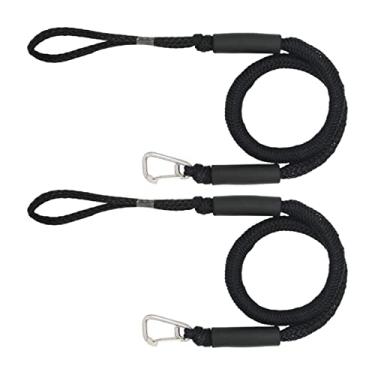 Imagem de Fancyes de barco para corda de amarração de de ancoragem com clipe para PWC, caiaque, embarcações, pontão, canoa, Preto 2 peças