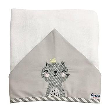 Imagem de Biramar Baby Toalha De Fralda Para Bebê Com Capuz Bordada Woodland Gatinho Cinza