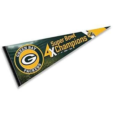 Imagem de WinCraft Green Bay Packers 4 Time Bowl Champions Pennant Banner Flag