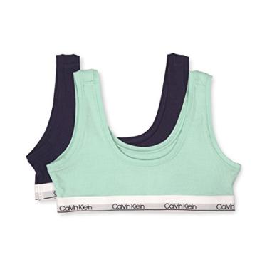 Imagem de Calvin Klein Sutiã de algodão moderno para meninas, pacote com vários, Pacote com 2 - azul-petróleo, sinfonia, XG