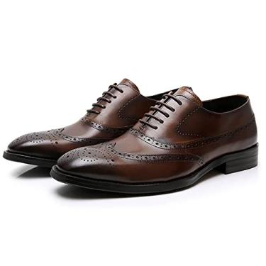 Imagem de Sapatos sociais masculinos com cadarço formal Oxford moderno formal Oxford sapatos casuais confortáveis sapatos de casamento antiderrapantes sapatos de negócios