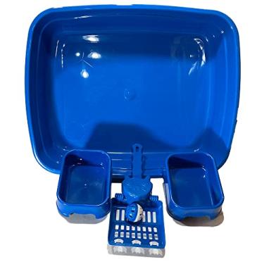 Imagem de Kit Gato 4 Peças Caixa de Areia Pá Higiênica Comedouro Bebedouro Banheiro Para Gatos (Azul)