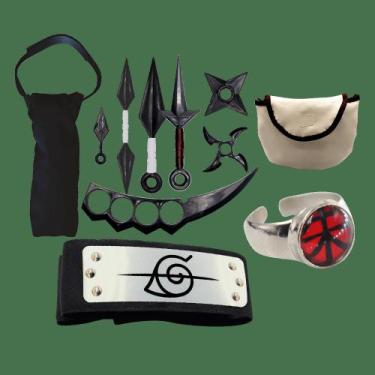 Kit Capa Akatsuki Bandana Colar Tsunade Kunai + Anel