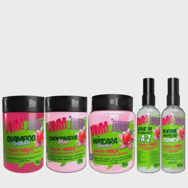 Imagem de Kit Yamy Vinagre de Maçã - Shampoo, Condicionador, Máscara, Leave-In e Proteção Térmica Brilho Espelhado