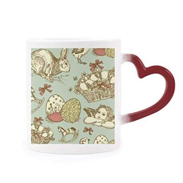 Imagem de Caneca colorida de grés com cavalo sensível ao calor festival religião de páscoa copo de grés que muda de cor vermelha