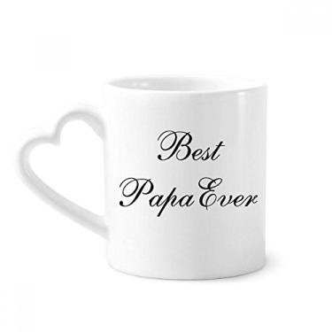 Imagem de Caneca com citação Best Papa Ever café cerâmica copo de coração de vidro