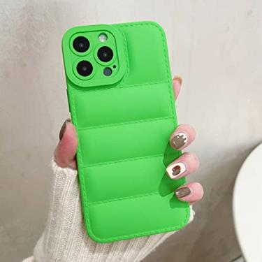 Imagem de Jaqueta luxuosa para baixo Capa de telefone para iPhone 14 11 12 13 Pro Max XR X XS 7 8 14 Plus Capa de silicone macio para doces, verde fluorescente, para iPhone 13