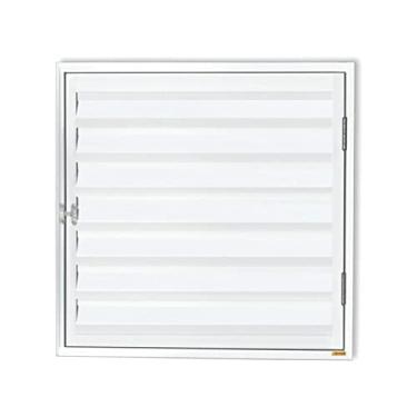Imagem de Porta de Alumínio Abrigo 80x80cm para Água e Gás 1 Folha com Ventilação Anodizado Brilhante Brimak Branco