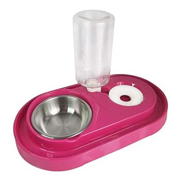 Imagem de Sussexhome Conjunto de dispensador de água e comida para cães e gatos, tigelas duplas para cães e gatos com tigela de aço, tigela de água recarregável para animais de estimação, alimentador lavável na lava-louças, fácil de limpar, para animais de estimação médios e pequenos