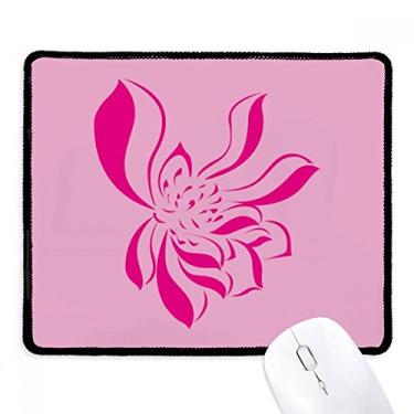 Imagem de Mousepad rosa de flor de lótus com borda costurada, tapete de borracha para jogos