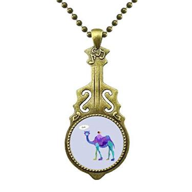Imagem de DIYthinker Colar azul de pássaro roxo camelo azul desenho animado antigo joia música pingente