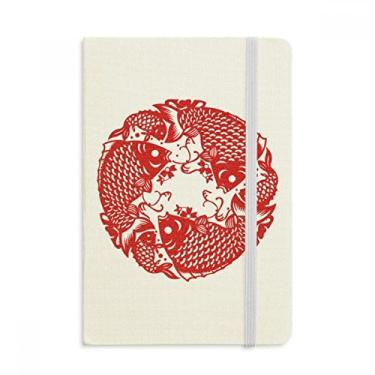 Imagem de Caderno festivo de peixe de corte de papel, capa dura de tecido, diário clássico