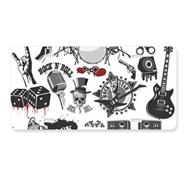 Imagem de DIYthinker Combinação de instrumentos musicais, padrão ilustrado, placa de licença decoração de aço inoxidável para automóvel