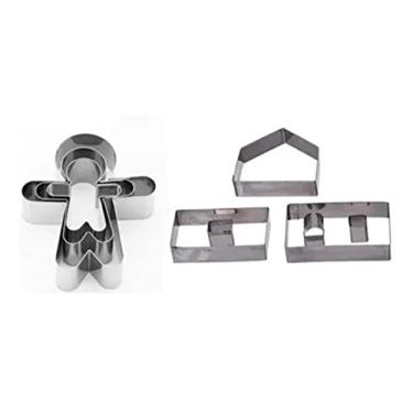 Imagem de Cortador De Biscoito Boneco + Casinha De Gengibre Natal Inox