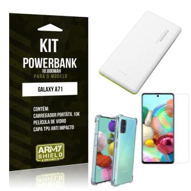 Imagem de Kit Carregador Portátil 10K Tipo C Galaxy A71 + Capa Anti Impacto +Pel