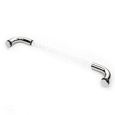 Imagem de Maçaneta da casa de banho Maçaneta da porta deslizante de vidro da sanita Maçaneta da porta deslizante de aço inoxidável tipo L Maçaneta de cristal, única 450 mm